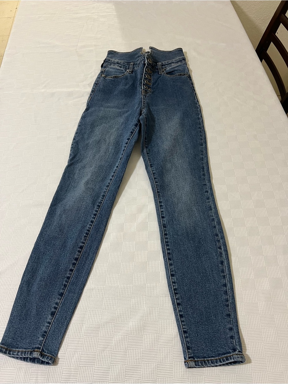 Kendall & Kylie High-Rise Lace-Up Dark Blue Jeans